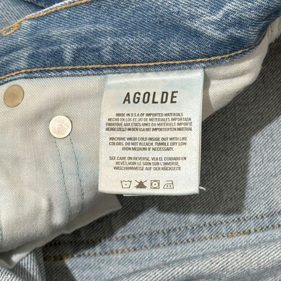 Agolde Light Blue Distressed Straight Leg Jeans - Picture 6 of 15